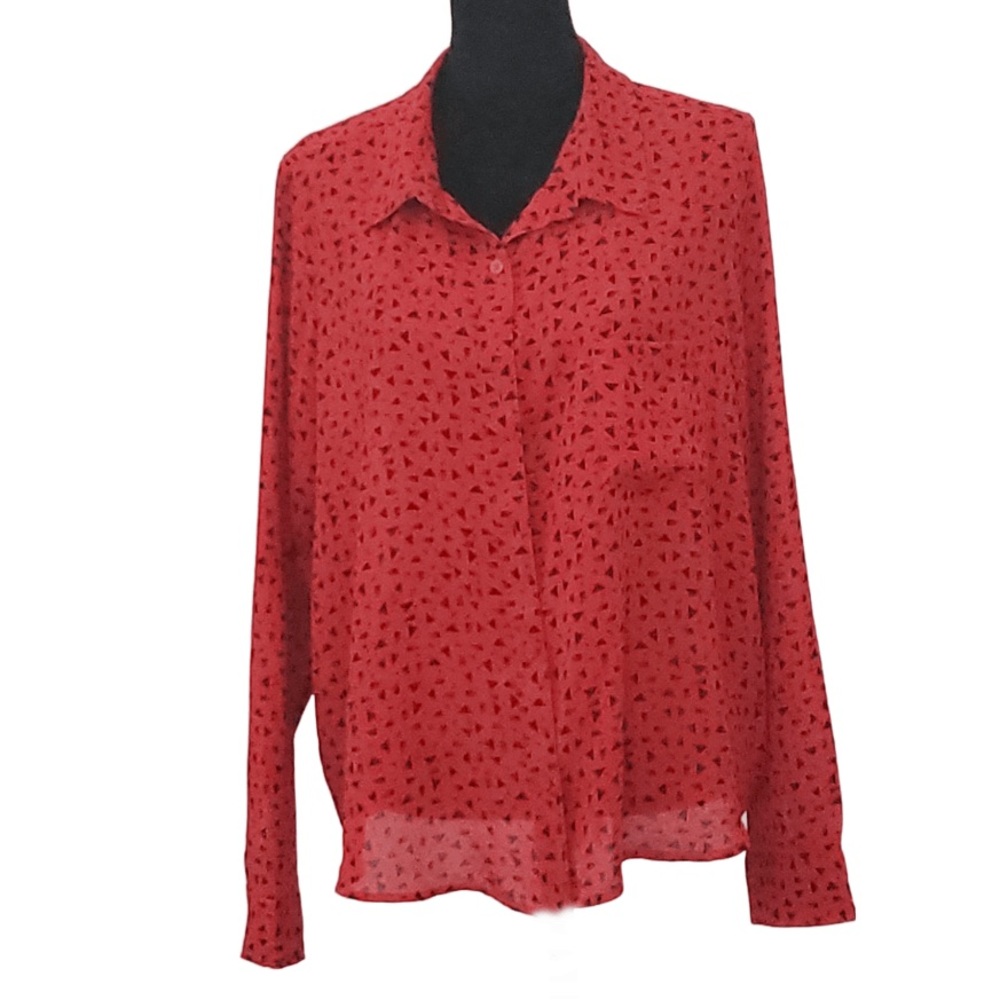 Abound Red and Black Patterned Button Down Shirt